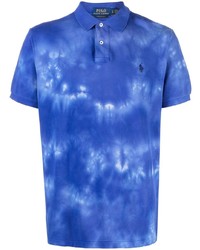 blaues Mit Batikmuster Polohemd