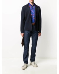 blaues Polohemd mit Blumenmuster von Etro