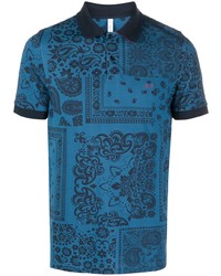 blaues Polohemd mit Paisley-Muster von Sun 68