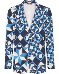 blaues Sakko mit geometrischem Muster