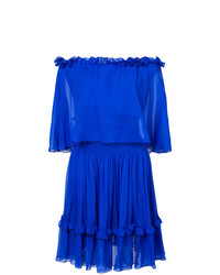 blaues schulterfreies Kleid mit Rüschen von Prabal Gurung