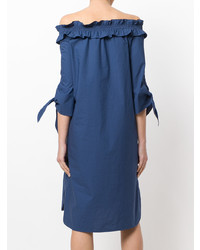 blaues schulterfreies Kleid von Luisa Cerano