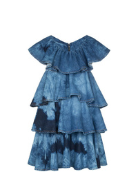 blaues Mit Batikmuster schwingendes Kleid von MSGM