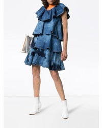 blaues Mit Batikmuster schwingendes Kleid von MSGM