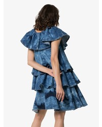 blaues Mit Batikmuster schwingendes Kleid von MSGM