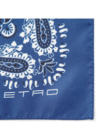 blaues Seide Einstecktuch mit Paisley-Muster von Etro