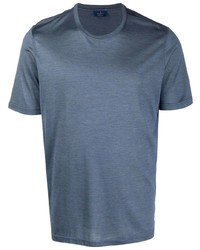 blaues Seide T-Shirt mit einem Rundhalsausschnitt von Barba