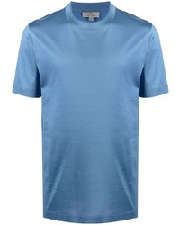 blaues Seide T-Shirt mit einem Rundhalsausschnitt von Canali