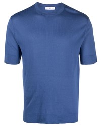 blaues Seide T-Shirt mit einem Rundhalsausschnitt von PT TORINO