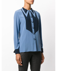 blaues Seidehemd mit geometrischem Muster von Etro