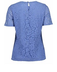 blaues Spitze T-Shirt mit einem Rundhalsausschnitt von blue seven