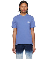 blaues Strick T-Shirt mit einem Rundhalsausschnitt von A.P.C.
