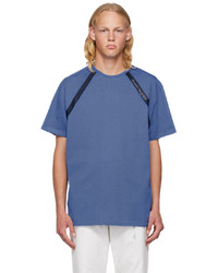 blaues Strick T-Shirt mit einem Rundhalsausschnitt von Alexander McQueen