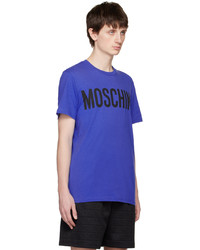 blaues Strick T-Shirt mit einem Rundhalsausschnitt von Moschino