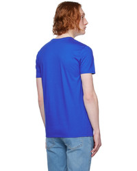 blaues Strick T-Shirt mit einem Rundhalsausschnitt von Lacoste