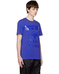 blaues Strick T-Shirt mit einem Rundhalsausschnitt von Moschino