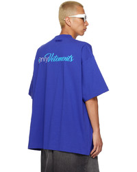 blaues Strick T-Shirt mit einem Rundhalsausschnitt von Vetements