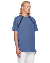 blaues Strick T-Shirt mit einem Rundhalsausschnitt von Alexander McQueen