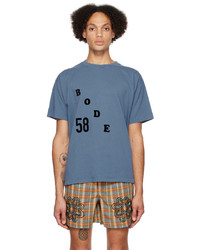 blaues Strick T-Shirt mit einem Rundhalsausschnitt von Bode