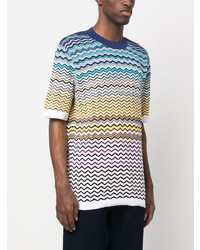 blaues Strick T-Shirt mit einem Rundhalsausschnitt von Missoni