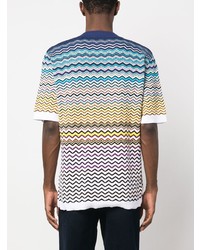 blaues Strick T-Shirt mit einem Rundhalsausschnitt von Missoni