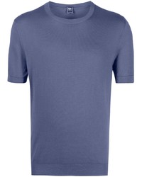blaues Strick T-Shirt mit einem Rundhalsausschnitt von Fedeli