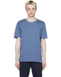 blaues Strick T-Shirt mit einem Rundhalsausschnitt von Hugo