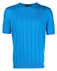 blaues Strick T-Shirt mit einem Rundhalsausschnitt von Lardini