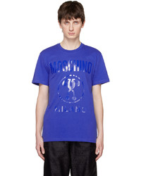 blaues Strick T-Shirt mit einem Rundhalsausschnitt von Moschino