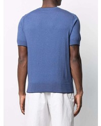 blaues Strick T-Shirt mit einem Rundhalsausschnitt von N.Peal