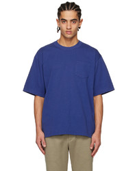 blaues Strick T-Shirt mit einem Rundhalsausschnitt von Sacai