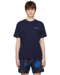 blaues Strick T-Shirt mit einem Rundhalsausschnitt von Saturdays Nyc