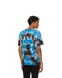 blaues Mit Batikmuster T-Shirt mit einem Rundhalsausschnitt von Amiri