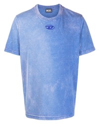 blaues Mit Batikmuster T-Shirt mit einem Rundhalsausschnitt von Diesel