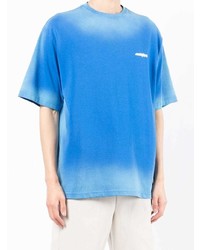blaues Mit Batikmuster T-Shirt mit einem Rundhalsausschnitt von Ader Error