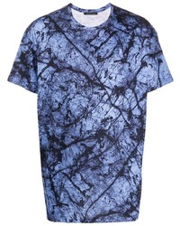 blaues Mit Batikmuster T-Shirt mit einem Rundhalsausschnitt von Mr & Mrs Italy