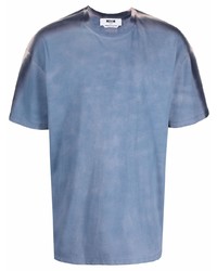 blaues Mit Batikmuster T-Shirt mit einem Rundhalsausschnitt von MSGM