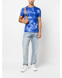 blaues Mit Batikmuster T-Shirt mit einem Rundhalsausschnitt von Polo Ralph Lauren