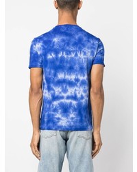 blaues Mit Batikmuster T-Shirt mit einem Rundhalsausschnitt von Polo Ralph Lauren