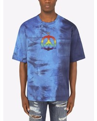 blaues Mit Batikmuster T-Shirt mit einem Rundhalsausschnitt von Dolce & Gabbana