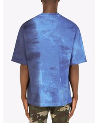 blaues Mit Batikmuster T-Shirt mit einem Rundhalsausschnitt von Dolce & Gabbana