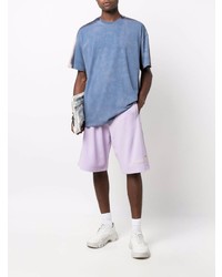 blaues Mit Batikmuster T-Shirt mit einem Rundhalsausschnitt von MSGM