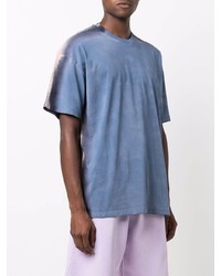 blaues Mit Batikmuster T-Shirt mit einem Rundhalsausschnitt von MSGM