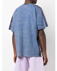 blaues Mit Batikmuster T-Shirt mit einem Rundhalsausschnitt von MSGM