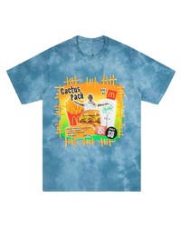 blaues Mit Batikmuster T-Shirt mit einem Rundhalsausschnitt von Travis Scott Astroworld