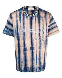blaues Mit Batikmuster T-Shirt mit einem Rundhalsausschnitt von Wales Bonner