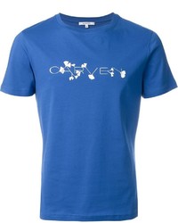 blaues T-Shirt mit einem Rundhalsausschnitt mit Blumenmuster von Carven