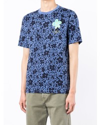 blaues T-Shirt mit einem Rundhalsausschnitt mit Blumenmuster von PS Paul Smith