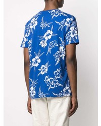 blaues T-Shirt mit einem Rundhalsausschnitt mit Blumenmuster von Polo Ralph Lauren