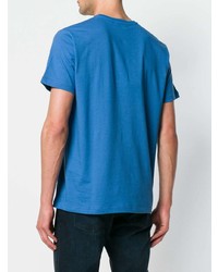 blaues T-Shirt mit einem Rundhalsausschnitt mit Paisley-Muster von Etro